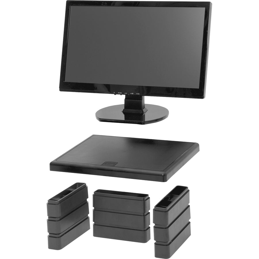 DAC Height Adjustable LCD/TFT Monitor Riser - 66 lb Load Capacity - Flat Panel Display Type Supported - 4.8" Height x 13" Width x 10.5" Depth - Black -