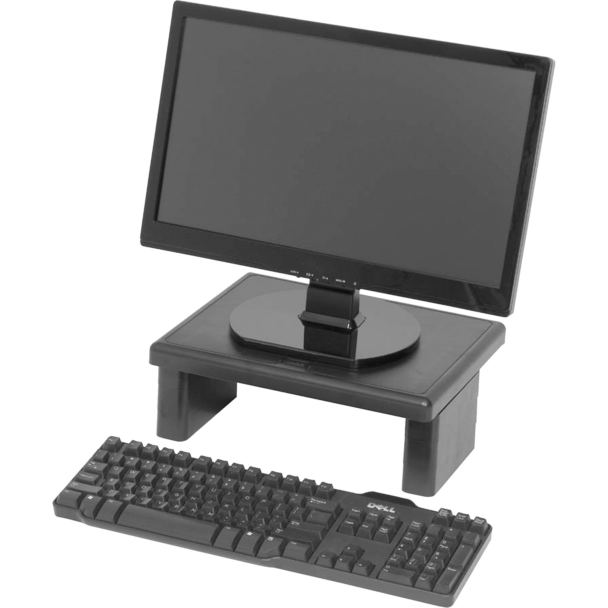 DAC Height Adjustable LCD/TFT Monitor Riser - 66 lb Load Capacity - Flat Panel Display Type Supported - 4.8" Height x 13" Width x 10.5" Depth - Black -
