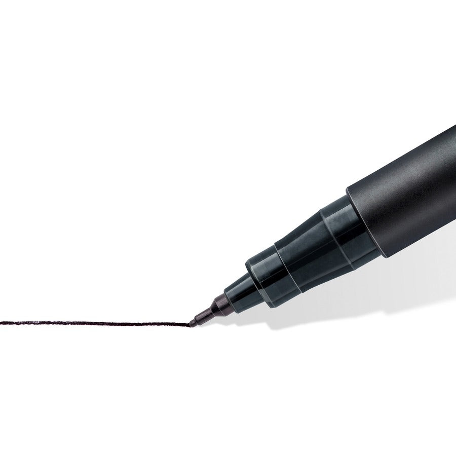 Lumocolor Permanent Pen Markers - Fine Marker Point - 0.4 mm Marker Point Size - Refillable - Black - Black Polypropylene Barrel - 10 / Box -