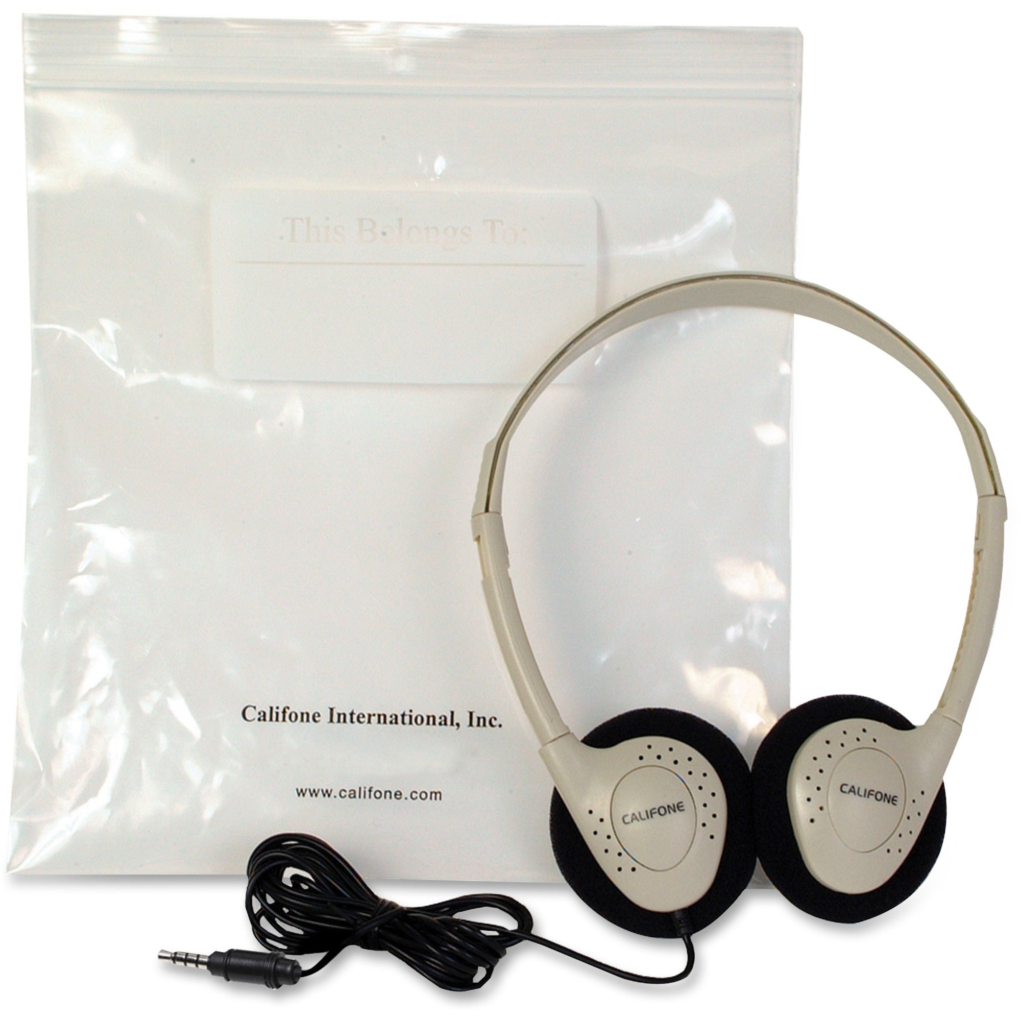 Califone CA-2 Storage Stereo Headphone - Stereo - Beige - Mini-phone (3.5mm) - Wired - 32 Ohm - 20 Hz 20 kHz - Over-the-head - Binaural - Supra-aural - 6 ft Cable - 1 -