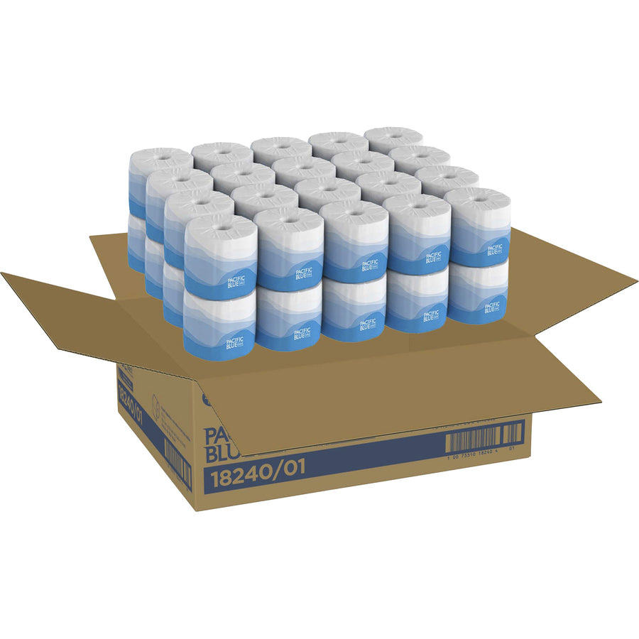 Pacific Blue Select Standard-Roll Embossed Toilet Paper - 2 Ply - 4" x 4.05" - 550 Sheets/Roll - White - Perforated, Absorbent, Durable, Soft - For Restroom - 40 / Carton -