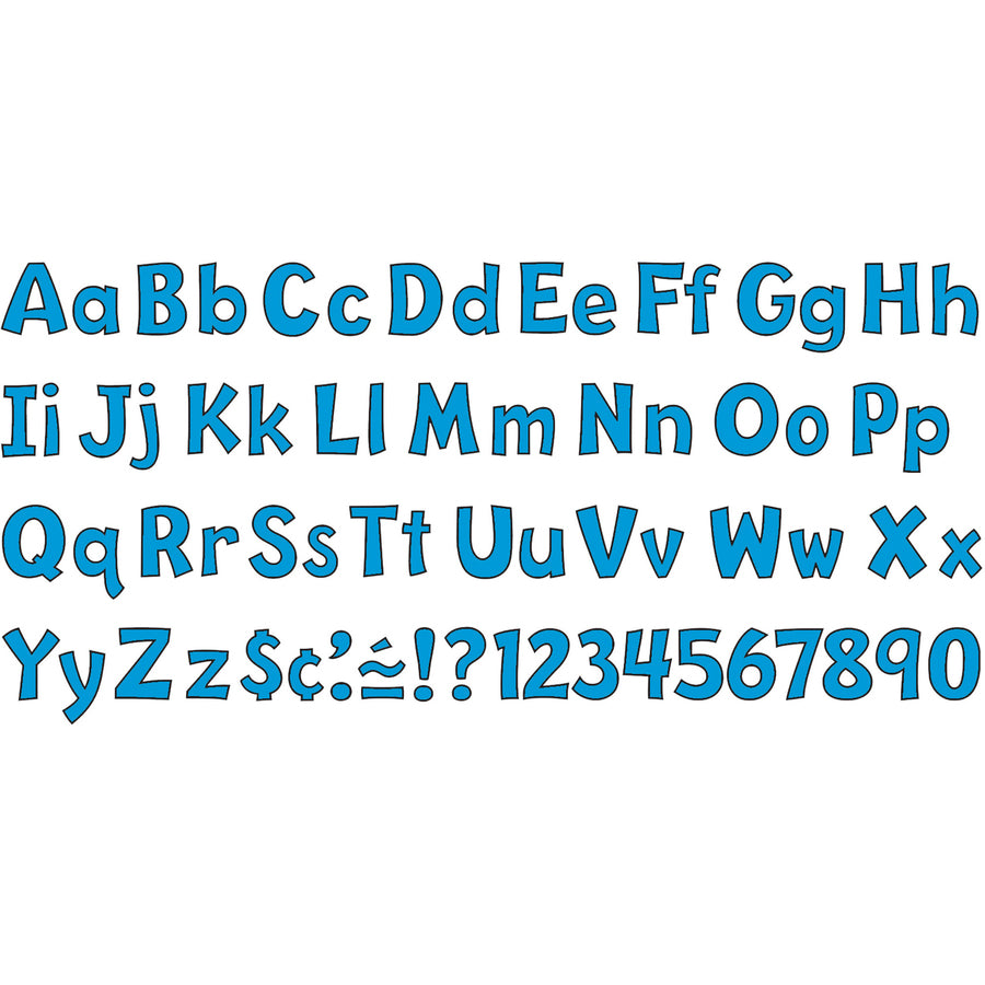 Trend 4" Ready Letter Playful Combo Pack - 83 x Lowercase Letters, 59 x Capital Letter, 36 x Punctuation Marks, 18 x Spanish Accent Mark Shape - Pin-up - Pin Style - Pre-punched - 4" Height x 8" Length - Blue - 3 / Pack -