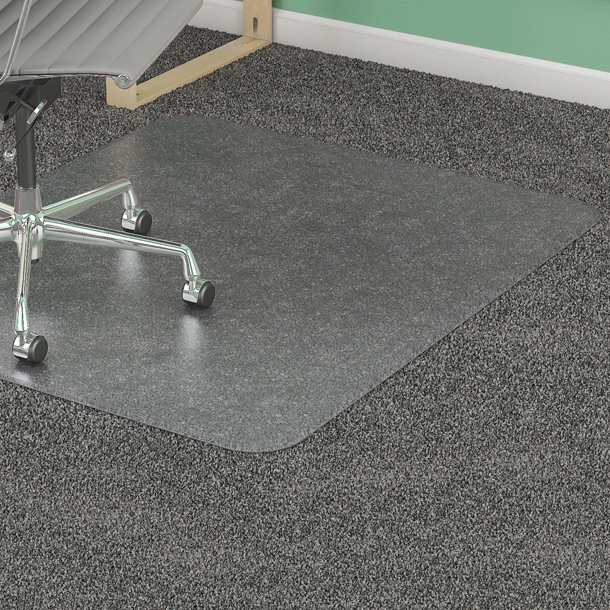 Lorell Medium-Pile Smooth Edge Chairmat - Carpeted Floor - 60" Length x 46" Width x 0.133" Thickness - Rectangular - Vinyl - Clear - 1Each -