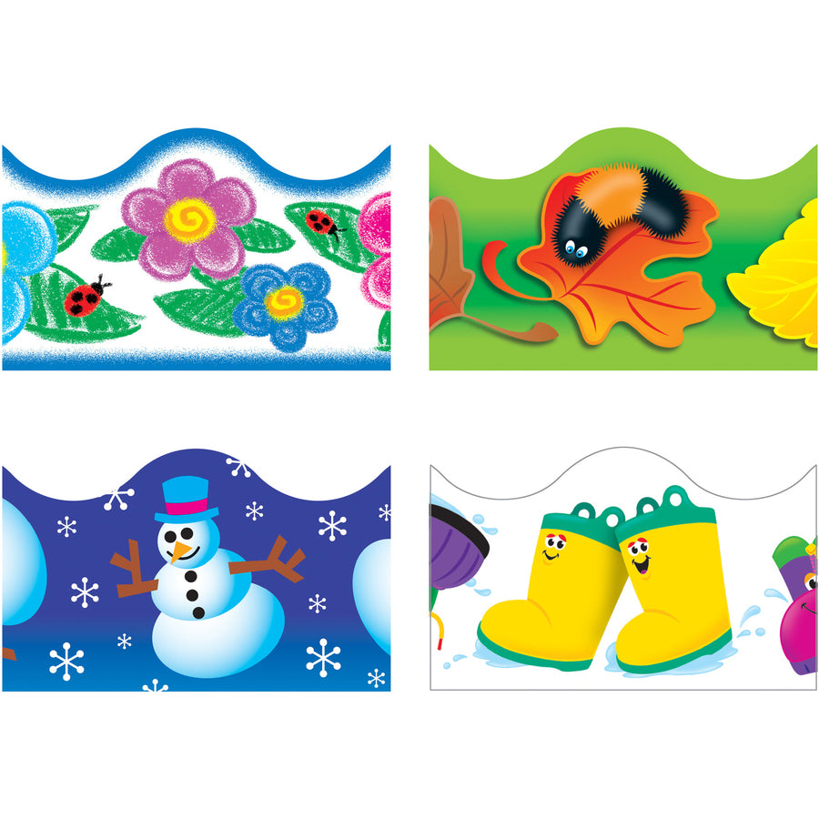 Trend Four Seasons Trimmer Pack - 4 x Seasonal Image Shape - Precut, Reusable - 1872" Length - 48 / Set -