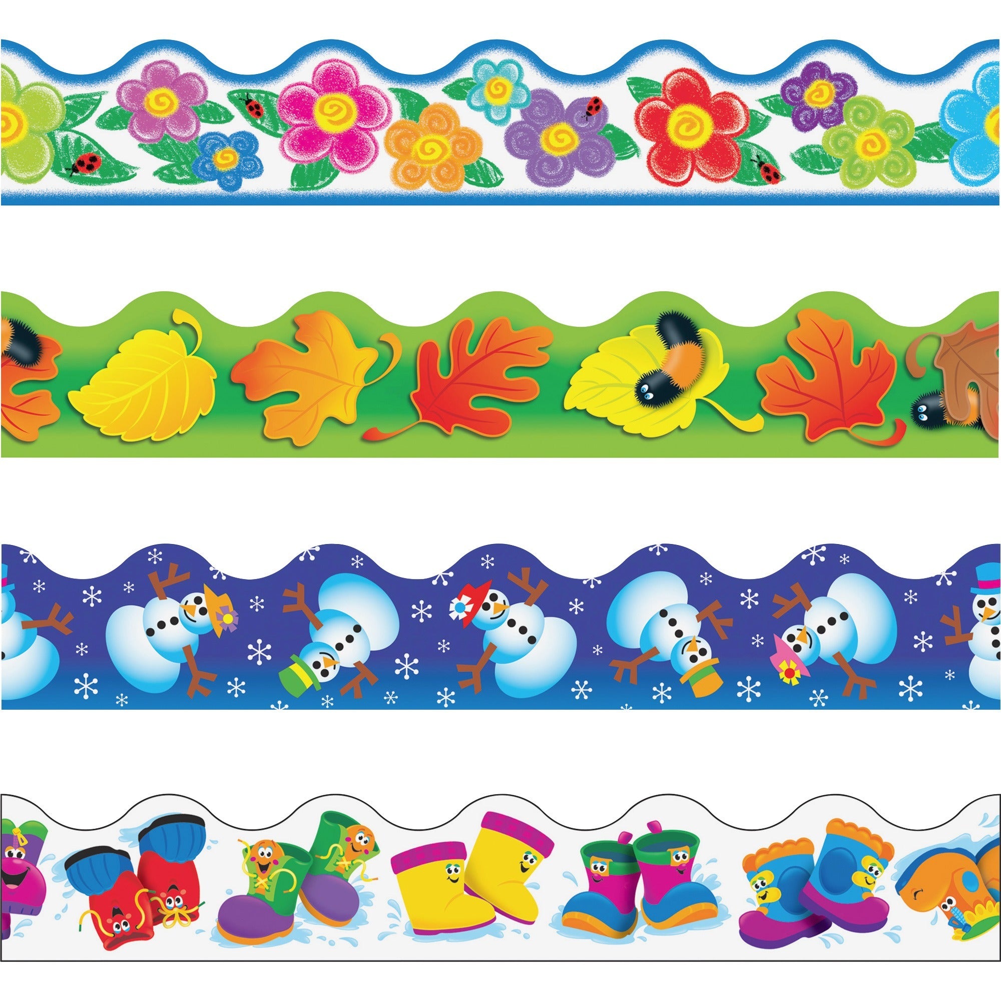 Trend Four Seasons Trimmer Pack - 4 x Seasonal Image Shape - Precut, Reusable - 1872" Length - 48 / Set -