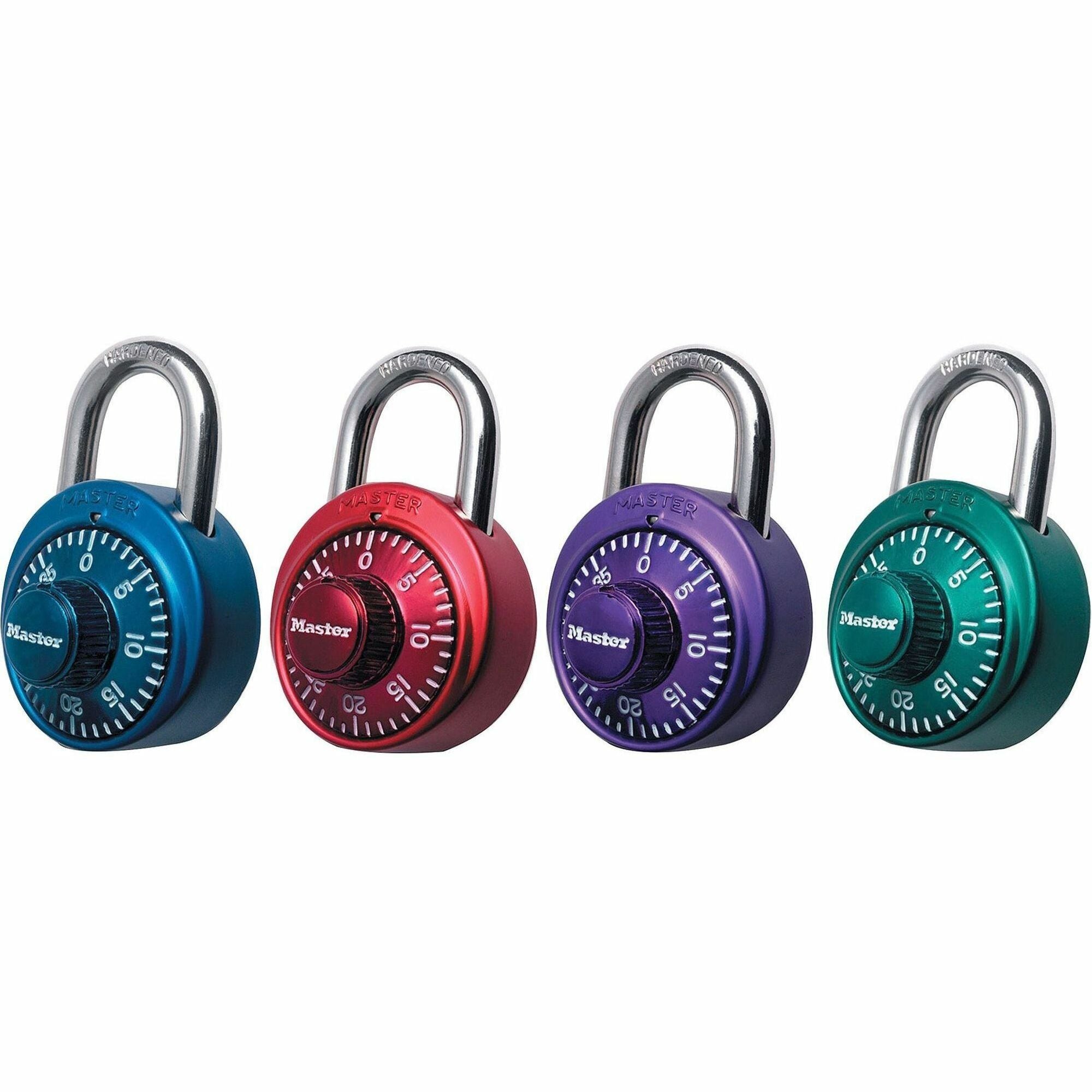 Master Lock Assorted Numeric Combination Locks - 3 Digit - Master Keyed - 0.28" Shackle Diameter - Cut Resistant - Stainless Steel - Assorted - 1 Each -