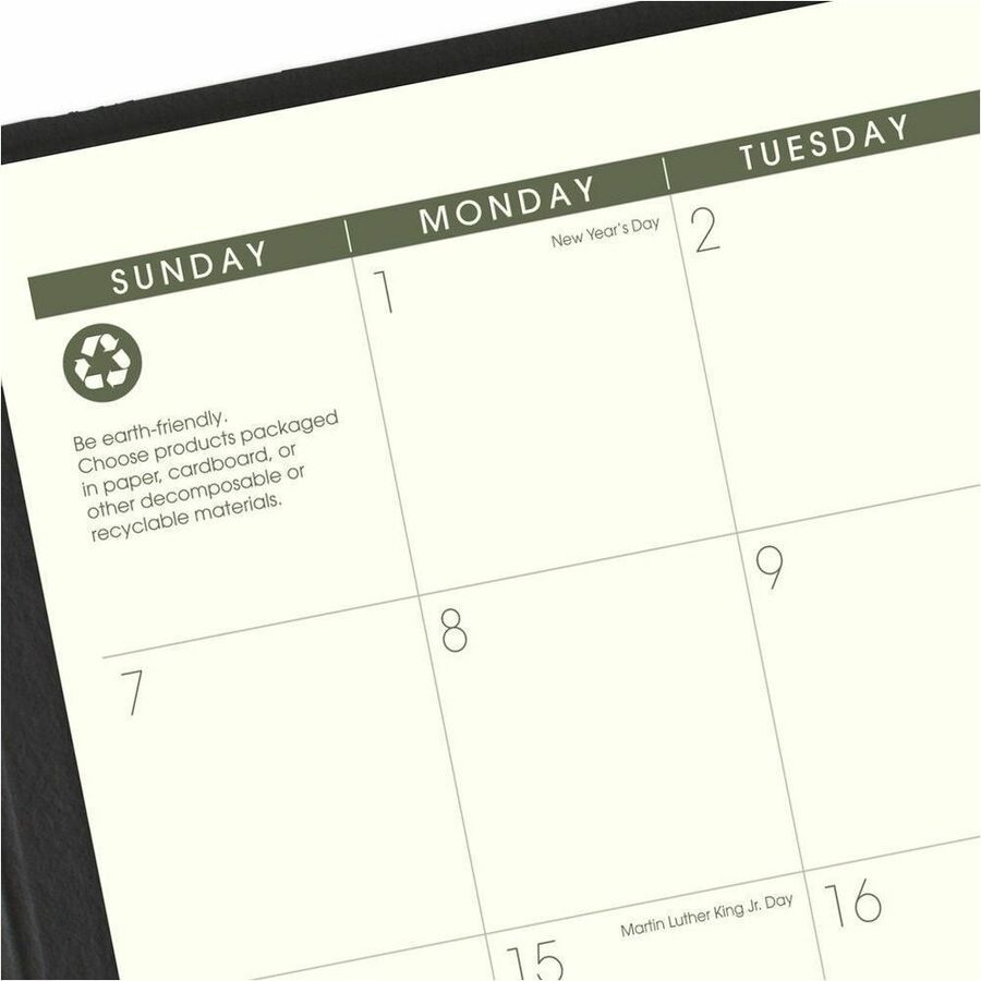 At-A-Glance Recycled Appointment Book Planner - Large Size - Julian Dates - Weekly, Monthly - 1 Year - January 2024 - December 2024 - 7:00 AM to 8:45 PM - Quarter-hourly, 7:00 AM to 5:30 PM - Quarter-hourly - 1 Week, 1 Month Double Page Layout - 8 1/ -