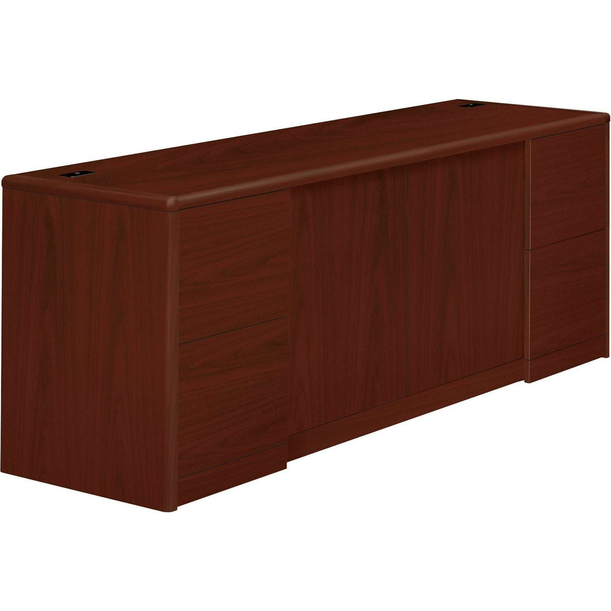 HON 10700 H10742 Pedestal Credenza - 72" x 24"29.5" - 4 x File Drawer(s) - Double Pedestal - Waterfall Edge - Finish: Mahogany -