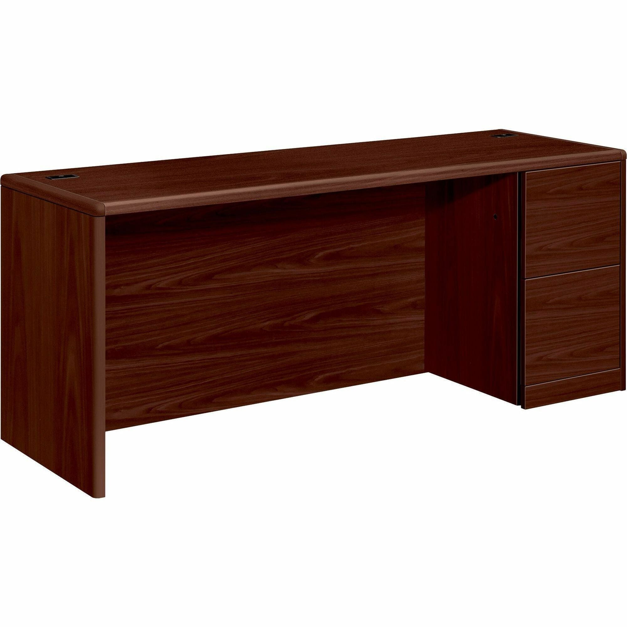 HON 10700 H10707R Pedestal Credenza - 72" x 24"29.5" - 2 x File Drawer(s)Right Side - Waterfall Edge - Finish: Mahogany -