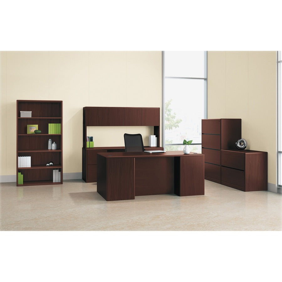HON 10700 H10799 Pedestal Desk - 72" x 36"29.5" - 5 x Box, File Drawer(s) - Double Pedestal - Waterfall Edge - Finish: Mahogany -