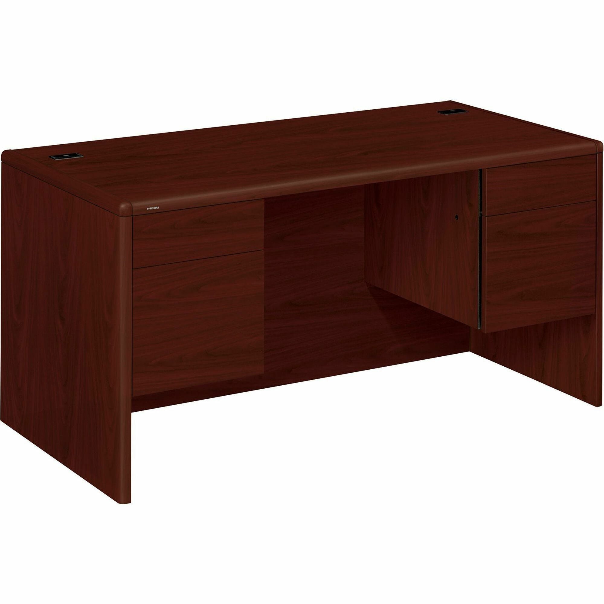 10700 Series Double Pedestal Desk with Three-Quarter Height Pedestals, 60" x 30" x 29.5", Mahogany - 1