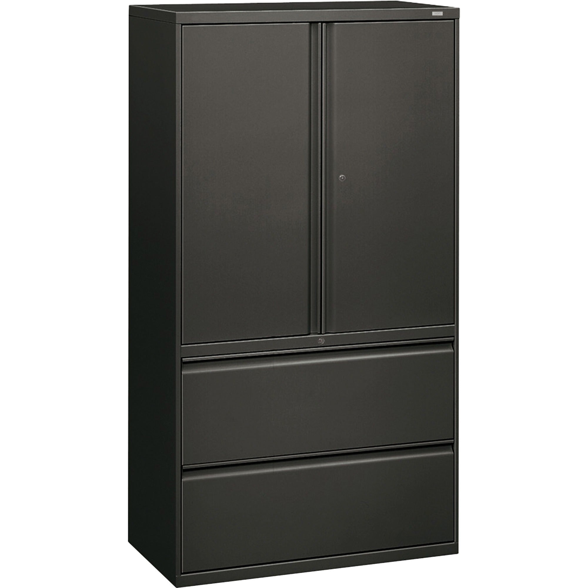 HON Brigade 800 H885LS Lateral File - 36" x 18"67" - 2 Drawer(s) - 3 Shelve(s) - Finish: Charcoal -