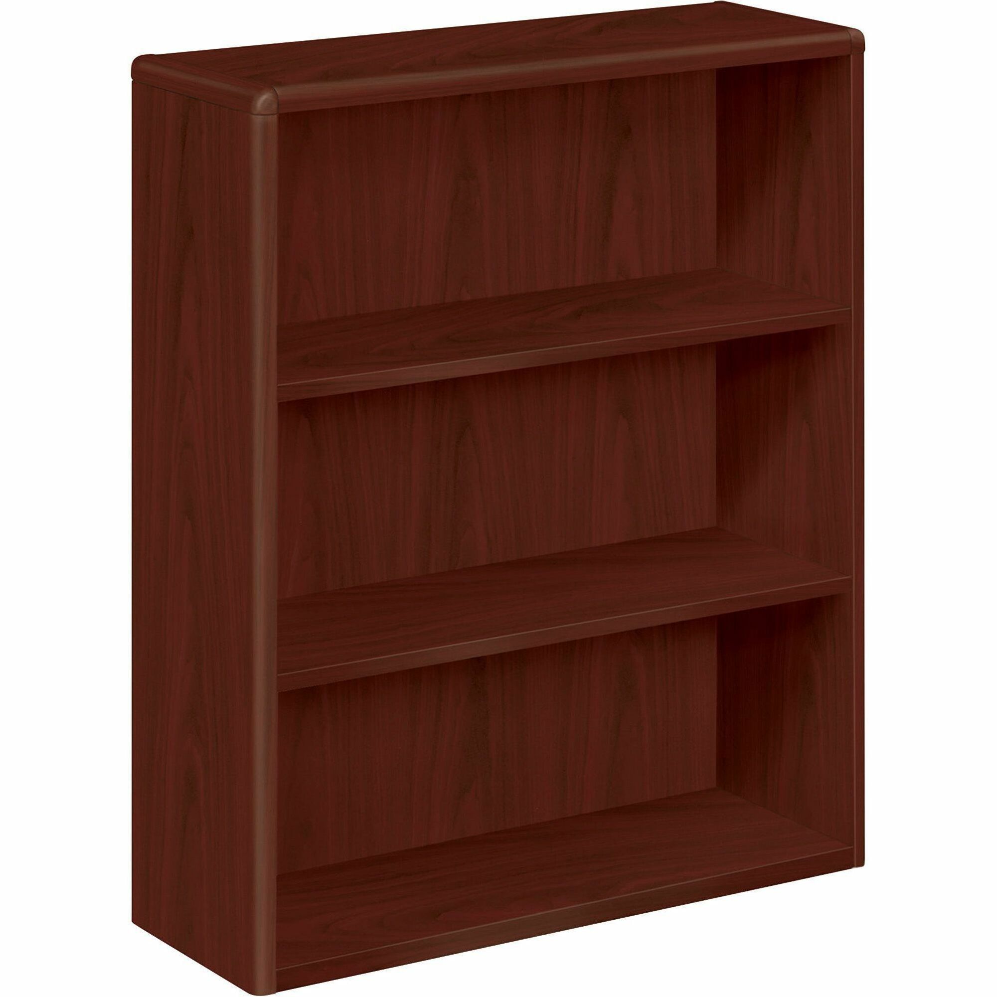 HON 10700 H10753 Bookcase - 36" x 13.1"43.4" - 3 Shelve(s) - Waterfall Edge - Finish: Mahogany -