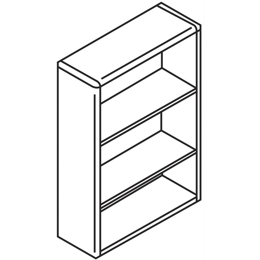 HON 10700 H10753 Bookcase - 36" x 13.1"43.4" - 3 Shelve(s) - Waterfall Edge - Finish: Mahogany -