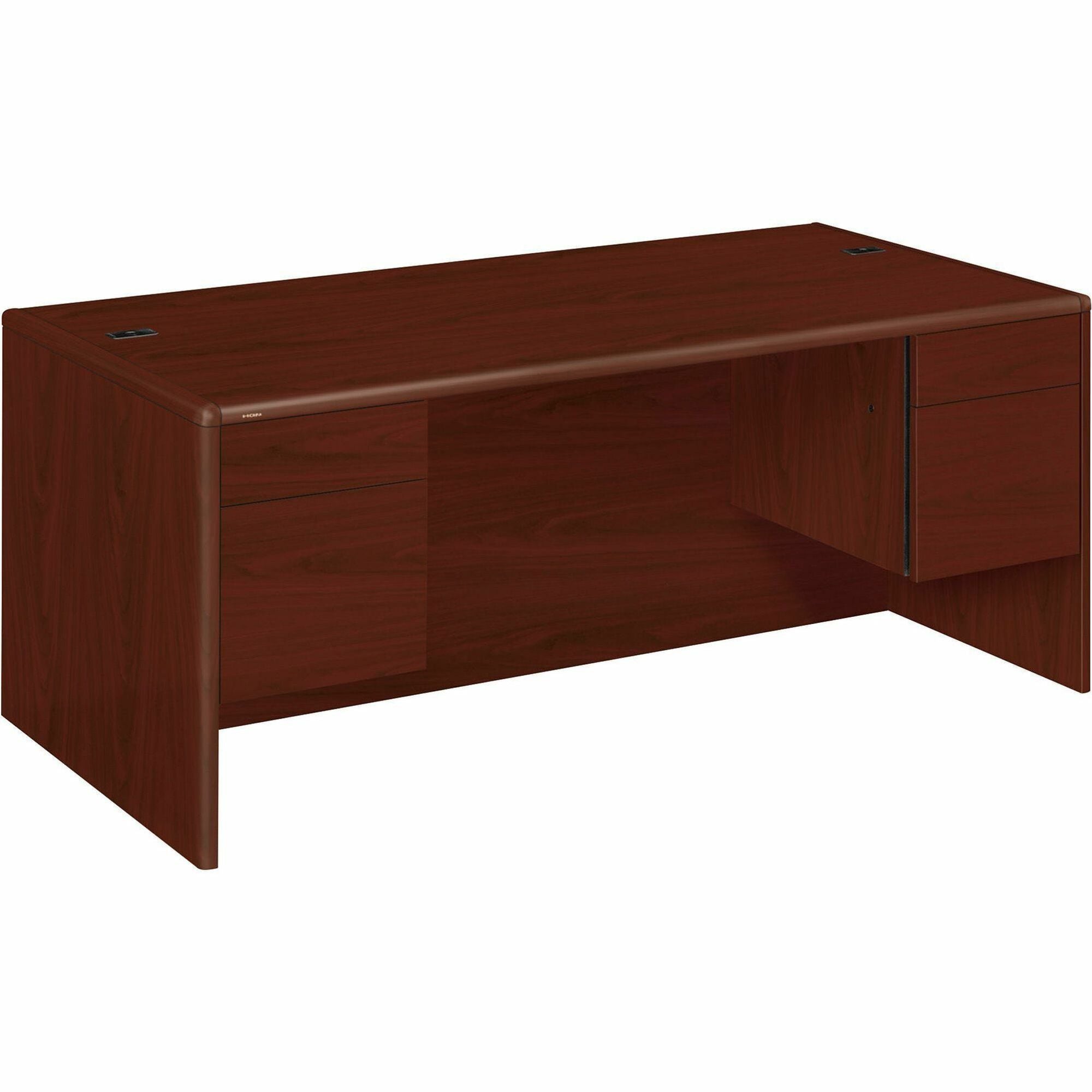 HON 10700 Pedestal Desk - 72" x 36"29.5" - 4 x Box, File Drawer(s) - Double Pedestal - Waterfall Edge - Finish: Mahogany -