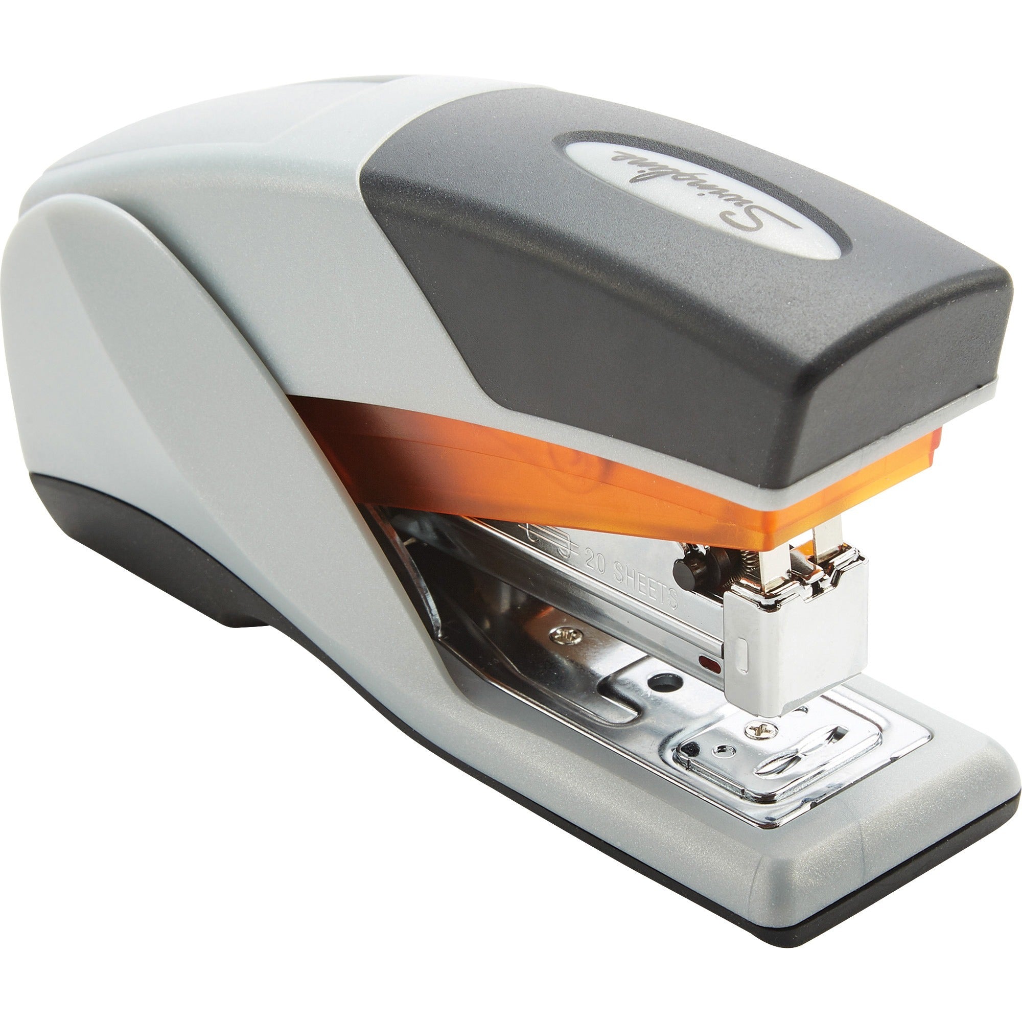 Swingline Optima 25 Compact Reduced Effort Stapler - 25 of 20lb Paper Sheets Capacity - 105 Staple Capacity - Half Strip - 1/4" Staple Size - 1 Each - Gray, Black, Orange -