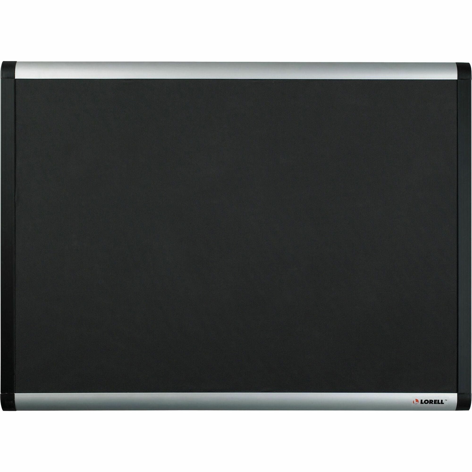 Lorell Mesh Bulletin Board - 36" Height x 48" Width - Fabric Surface - Black Anodized Aluminum Frame - 1 Each -