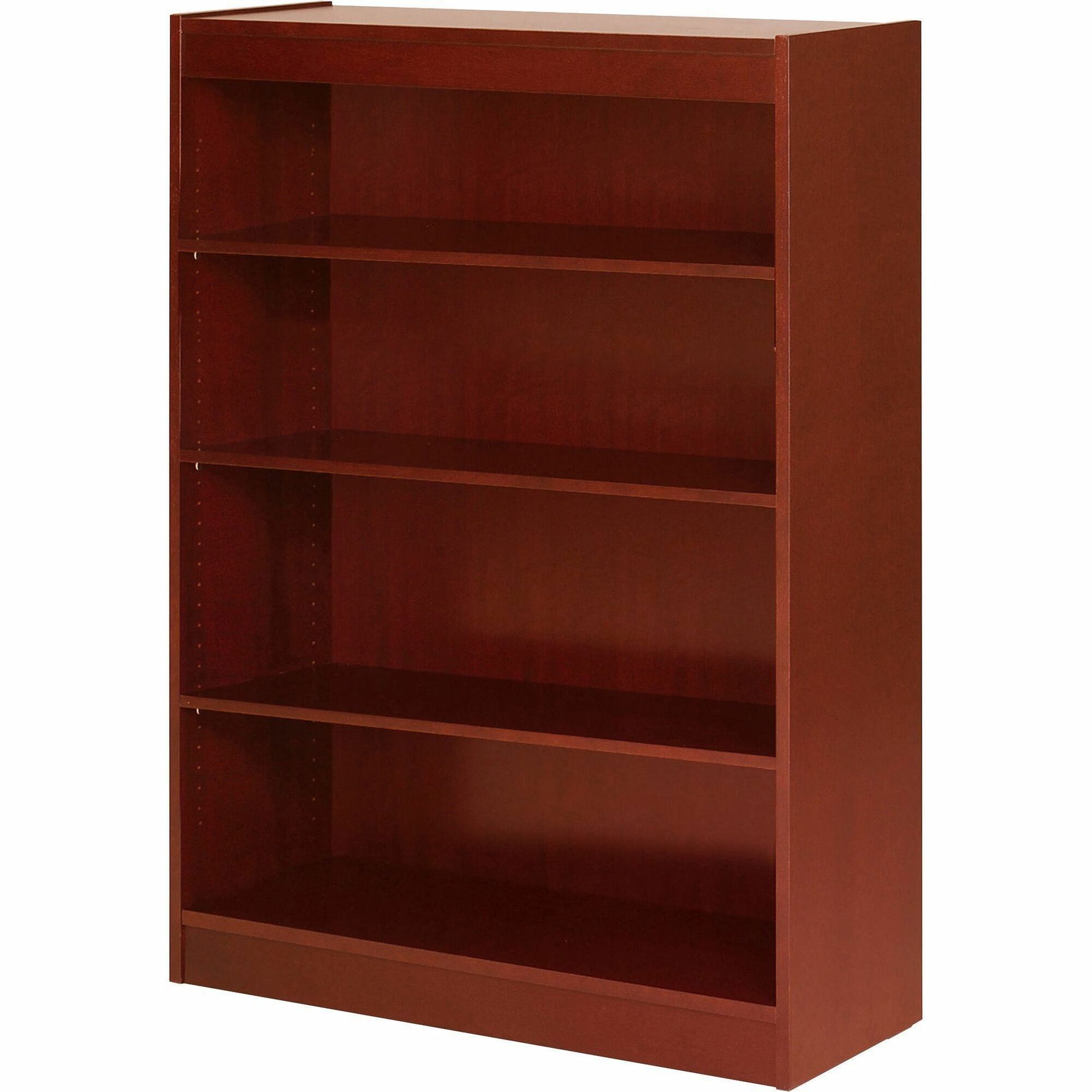 Lorell Panel End Hardwood Veneer Bookcase - 36" x 12" x 0.8" x 48" - 4 Shelve(s) - 3 Adjustable Shelf(ves) - Material: Veneer - Finish: Cherry -