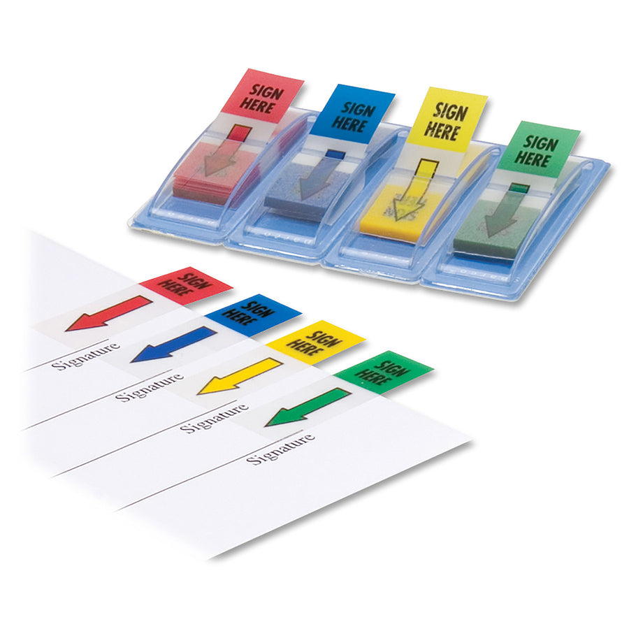 Sparco "Sign Here" Preprinted Self-stick Flags - 0.50" x 1.75" - Rectangle - "SIGN HERE" - Assorted - Removable, Self-adhesive - 1 / Pack -