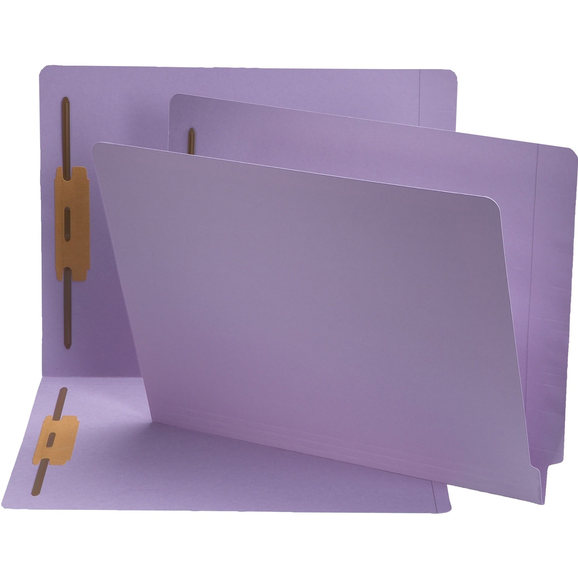 Smead Straight Tab Cut Letter Recycled Fastener Folder - 8 1/2" x 11" - 2 x 2B Fastener(s) - 2" Fastener Capacity - Lavender - 10% Recycled - 50 / Box -