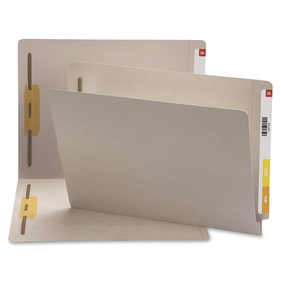Smead Straight Tab Cut Letter Recycled Fastener Folder - 8 1/2" x 11" - 3/4" Expansion - 2 x 2B Fastener(s) - 2" Fastener Capacity for Folder - Gray - 10% Recycled - 50 / Box -