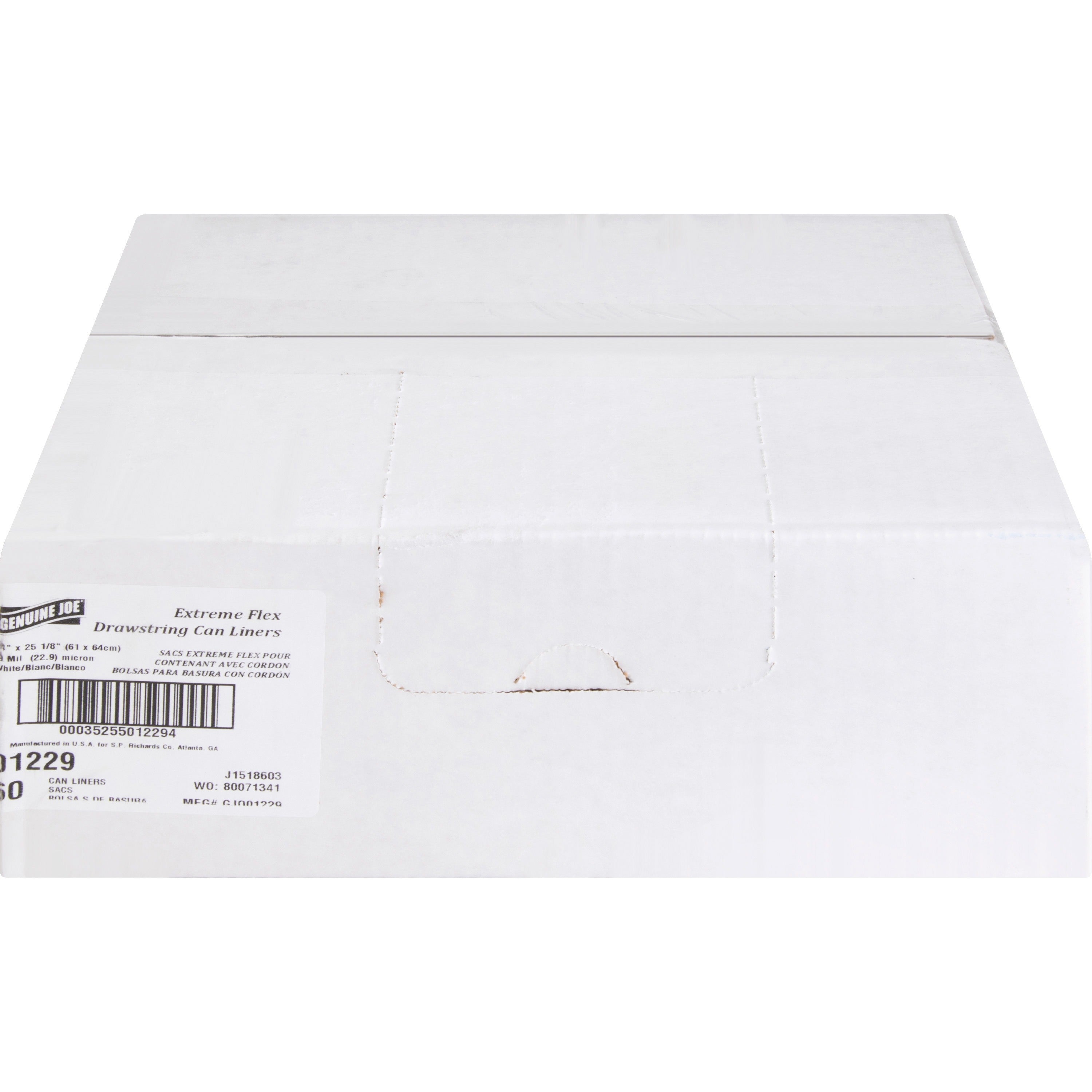 Genuine Joe Flexible Drawstring Trash Can Liners - Small Size - 13 gal Capacity - 24" Width x 25.13" Length - 0.90 mil (23 Micron) Thickness - Low Density - Drawstring Closure - White - Resin - 60/Carton -