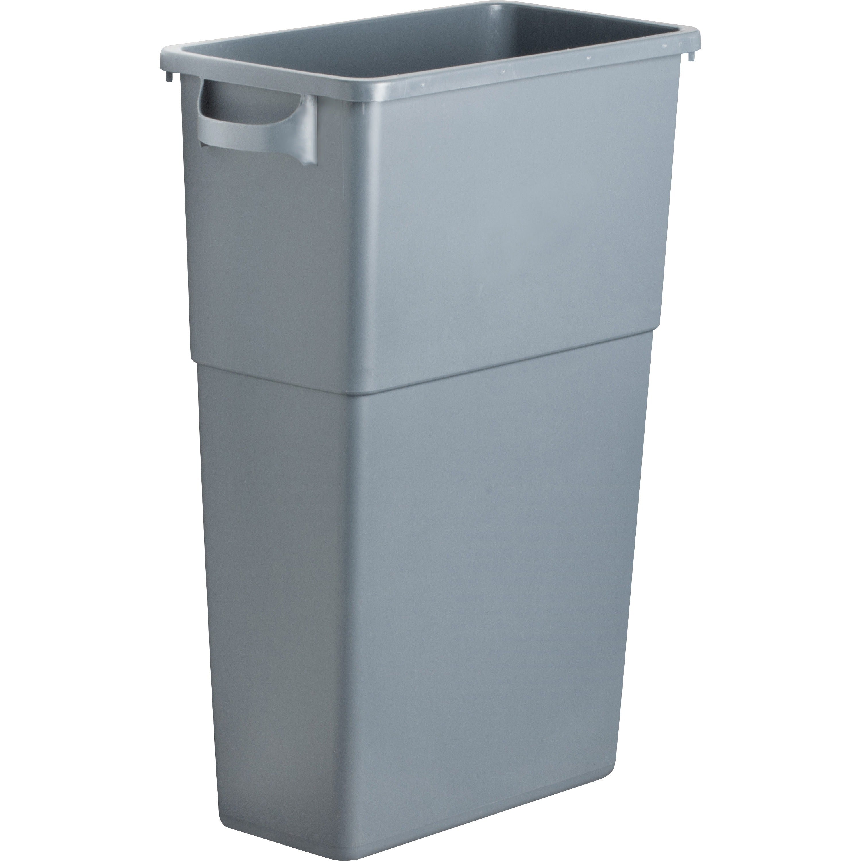 Genuine Joe 23-gallon Space-Saving Waste Container - 23 gal Capacity - Rectangular - Handle - 30" Height x 20" Width x 11" Depth - Gray - 1 Each -