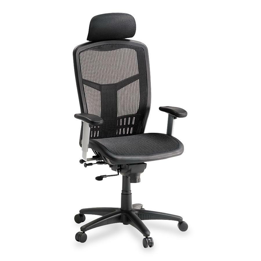 Lorell ErgoMesh Series Mesh High-Back Office Chair - Black Mesh Seat - Mesh Back - Plastic, Steel Frame - Black - 1 Each -