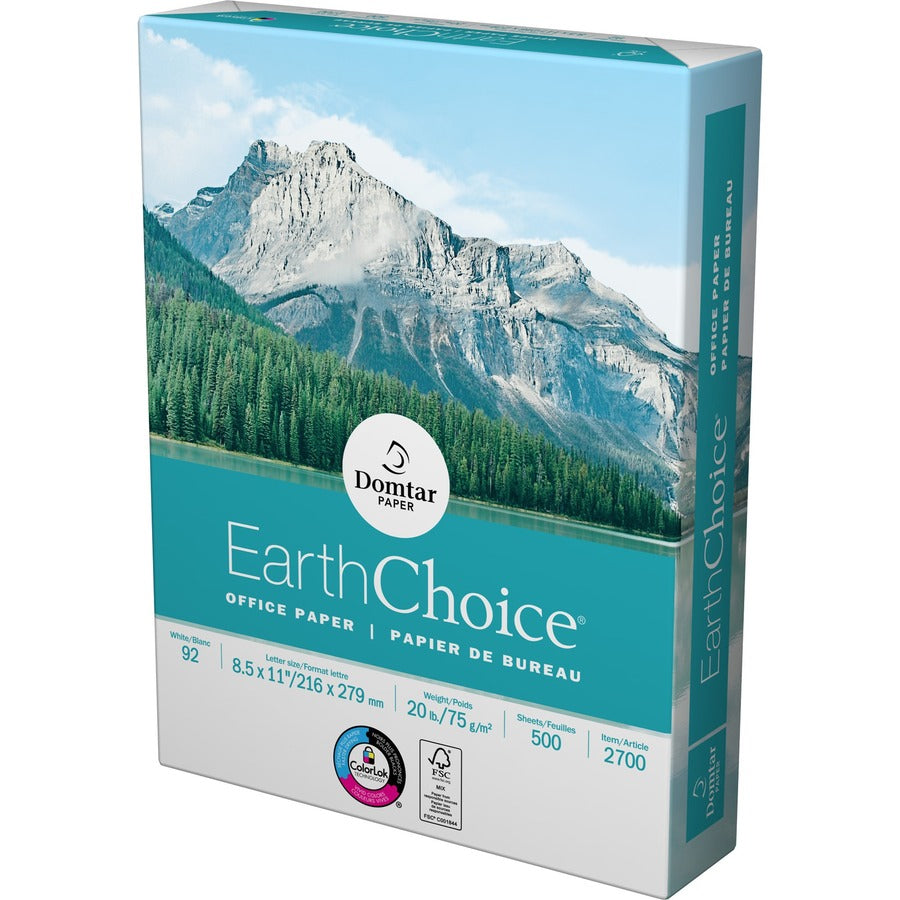 EarthChoice Office Paper - White - Letter - 8 1/2" x 11" - 20 lb Basis Weight - 5000 / Carton - White -