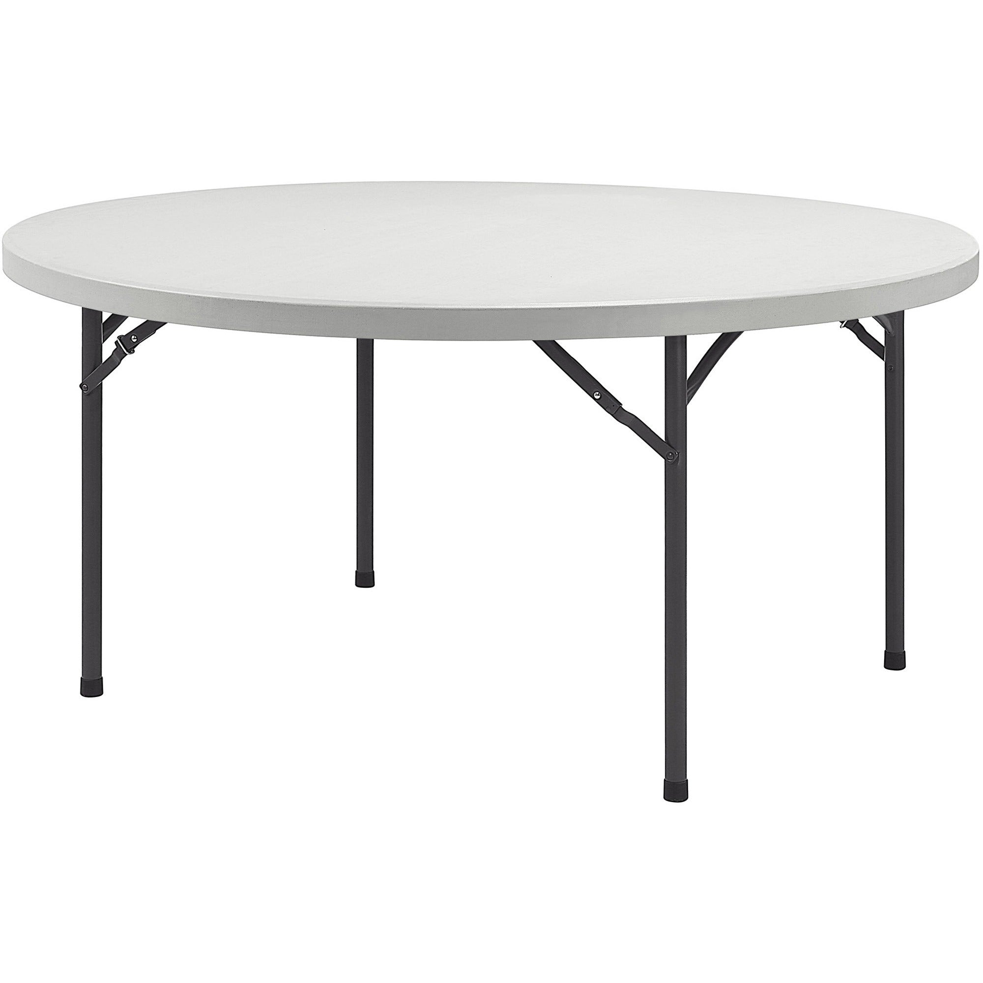 Lorell Ultra-Lite Banquet Folding Table - For - Table TopRound Top - 600 lb Capacity x 48" Table Top Diameter - 29.25" Height x 48" Width x 48" Depth - Gray, Powder Coated - 1 Each -