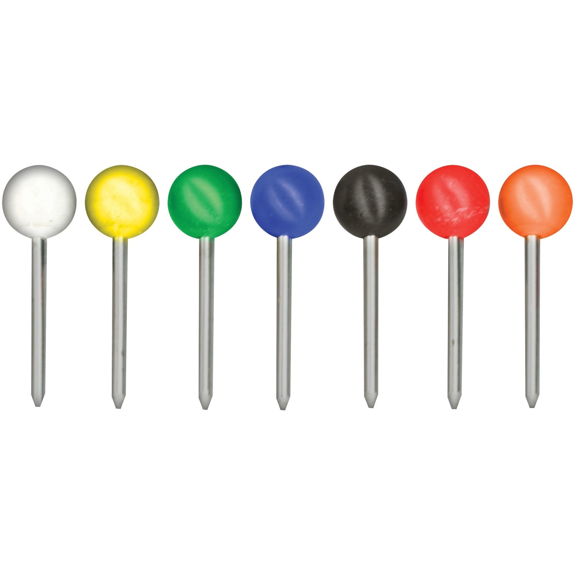 Gem Office Products Round Head Map Tacks - 0.18" Head - 0.4" Length - 250 / Box - Assorted -