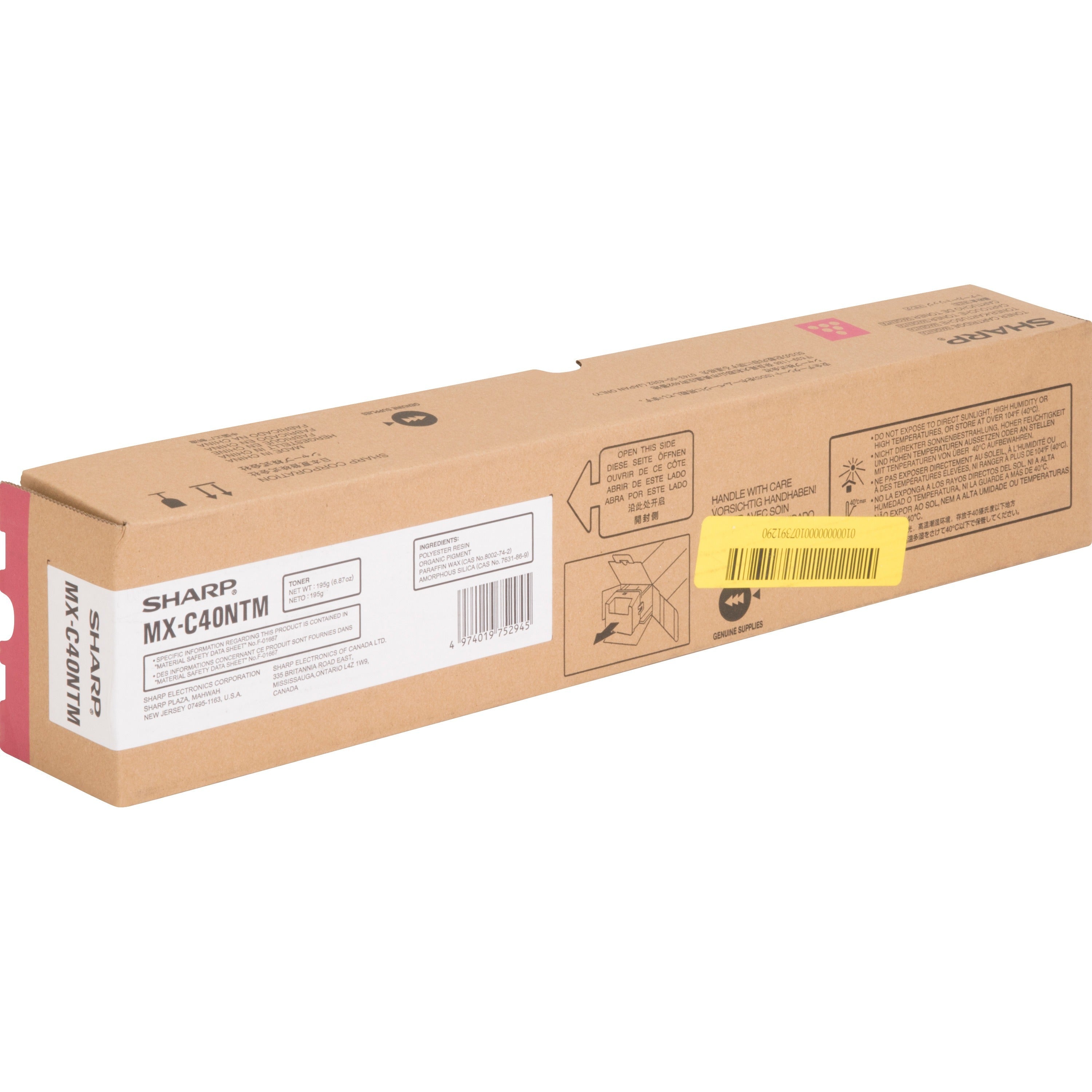 Sharp MX-C40NTM Original Toner Cartridge - Laser - 10000 Pages - Magenta - 1 Pack -