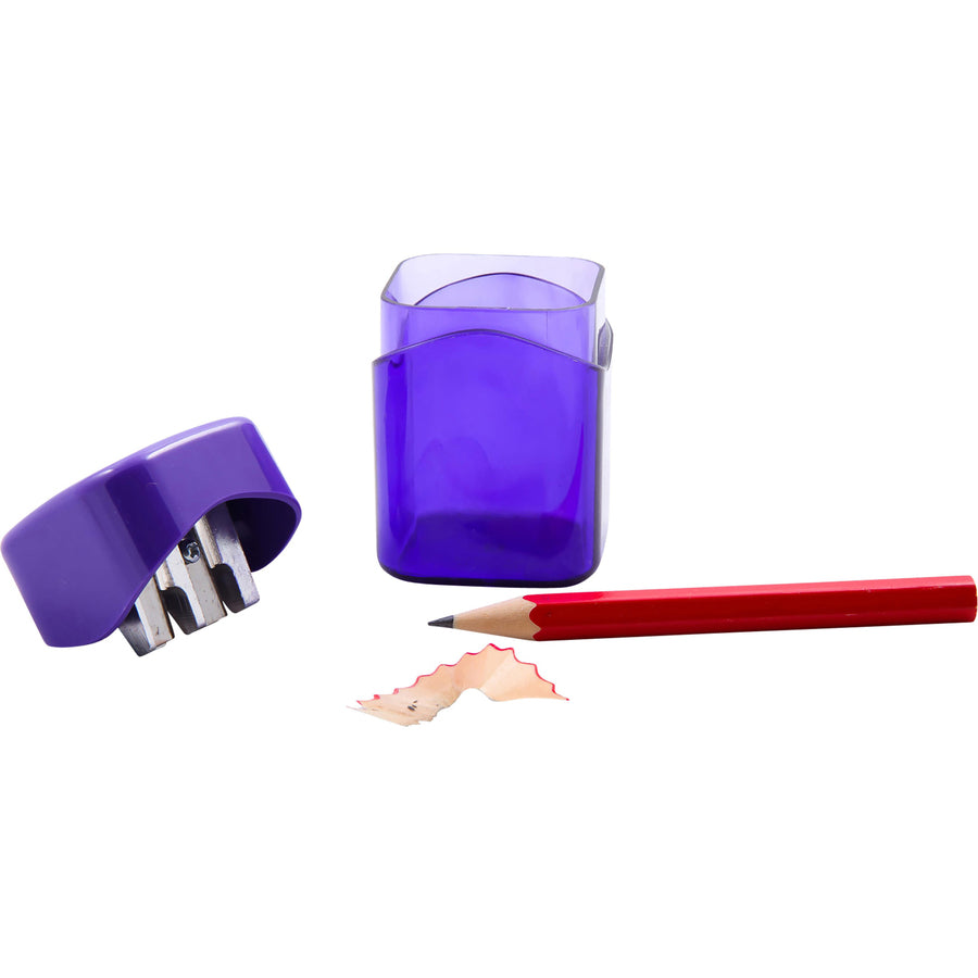 Baumgartens Dual Hole Wave Sharpener with Receptacle - Handheld - 2 Hole(s) - 2.1" Height x 2" Width - Assorted - 1 Each -