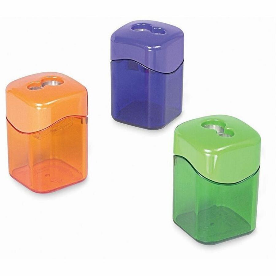 Baumgartens Dual Hole Wave Sharpener with Receptacle - Handheld - 2 Hole(s) - 2.1" Height x 2" Width - Assorted - 1 Each -