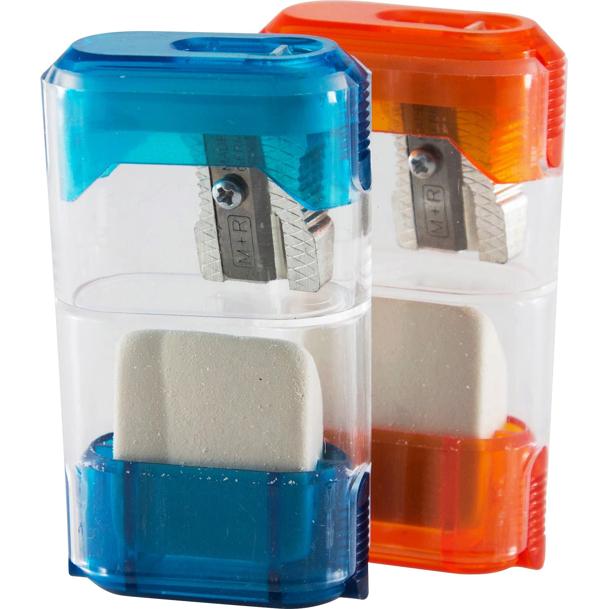 Baumgartens Single-Hole Trap Door Pencil Sharpener with Eraser - 1 Hole(s) - 2.6" Height x 1" Width - Assorted - 1 Each -