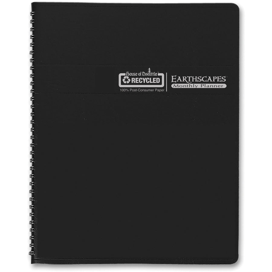 House of Doolittle Earthscapes Gardens Monthly Planner - Julian Dates - Monthly - 12 Month - January 2024 - December 2024 - 1 Month Double Page Layout - 7" x 10" Sheet Size - Wire Bound - Paper - Black Cover - 1 Each -