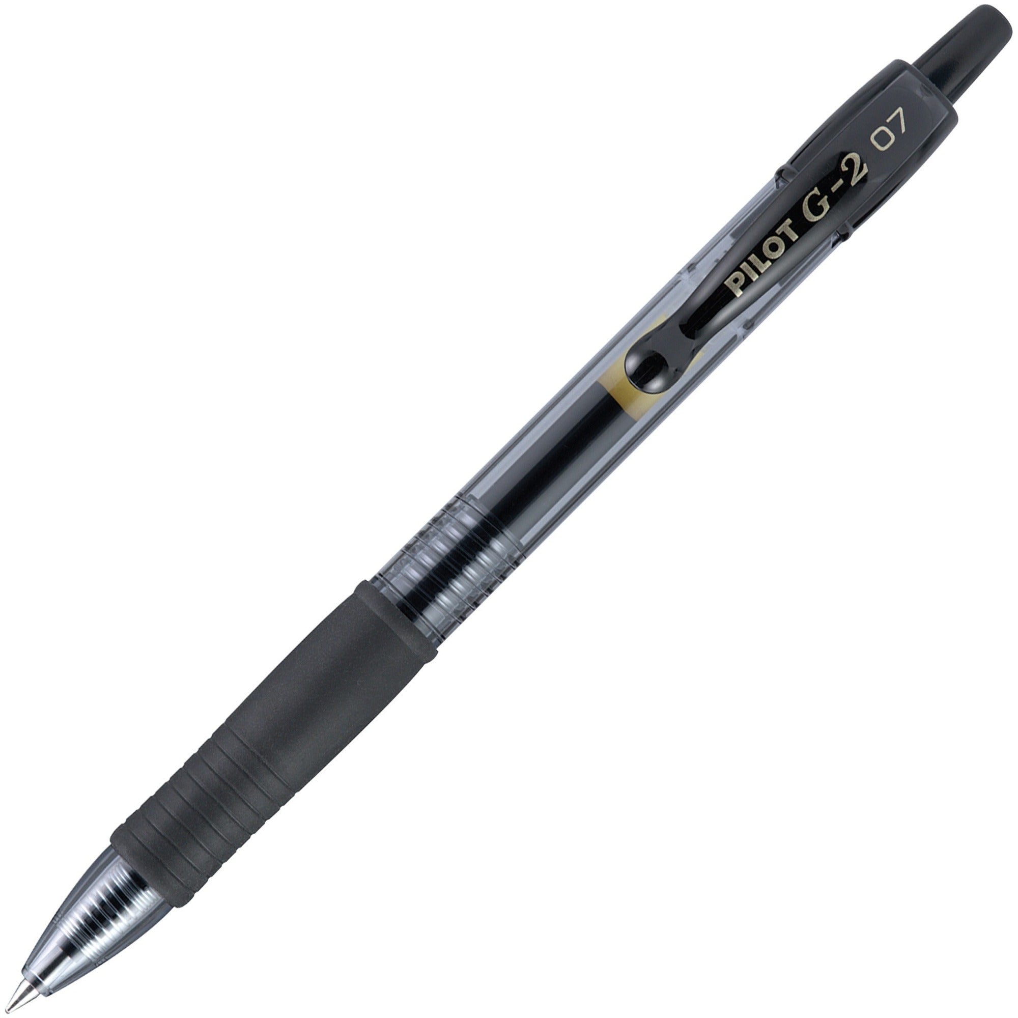 Pilot G2 Retractable Gel Ink Rollerball Pens - Fine Pen Point - 0.7 mm Pen Point Size - Refillable - Retractable - Black Gel-based Ink - 1 Dozen -
