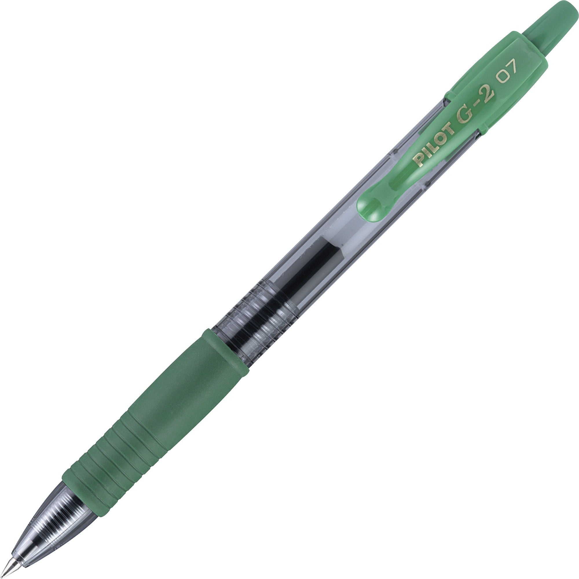 Pilot G2 Retractable Gel Ink Rollerball Pens - Fine Pen Point - 0.7 mm Pen Point Size - Refillable - Retractable - Green Gel-based Ink - 1 Dozen -