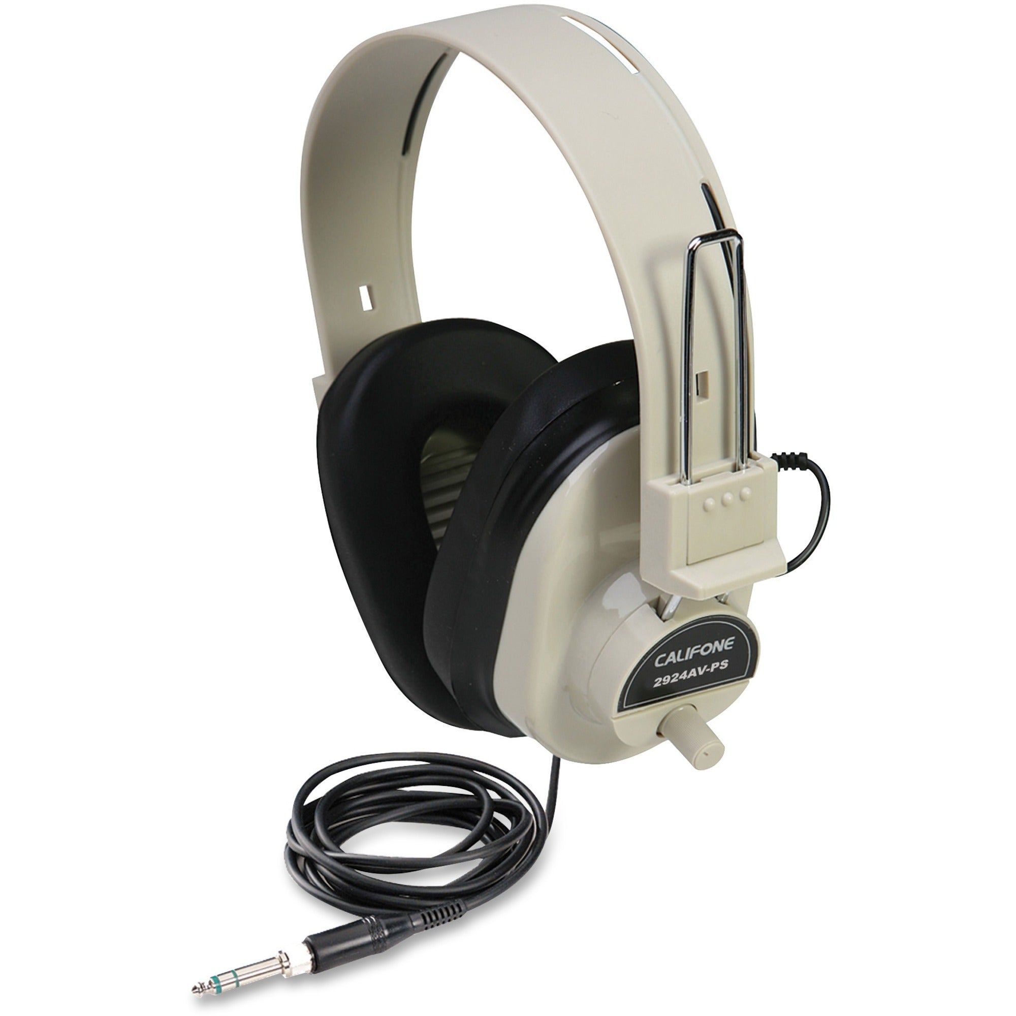 Califone Ultra Sturdy Stereo Headphone W/ Vol Cntrl - Stereo - Beige - Mini-phone (3.5mm) - Wired - 300 Ohm - 40 Hz 18 kHz - Nickel Plated Connector - Over-the-head - Binaural - Ear-cup - 6 ft Cable - 1 -