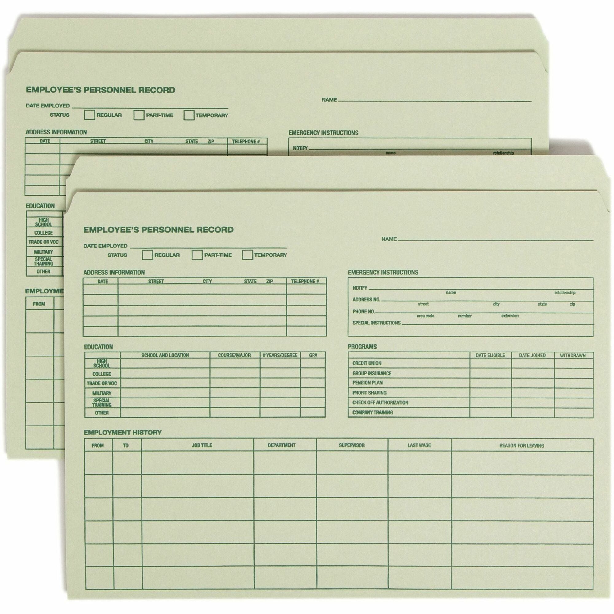Smead Straight Tab Cut Letter Recycled Top Tab File Folder - 8 1/2" x 11" - Moss - 10% Recycled - 20 / Pack -
