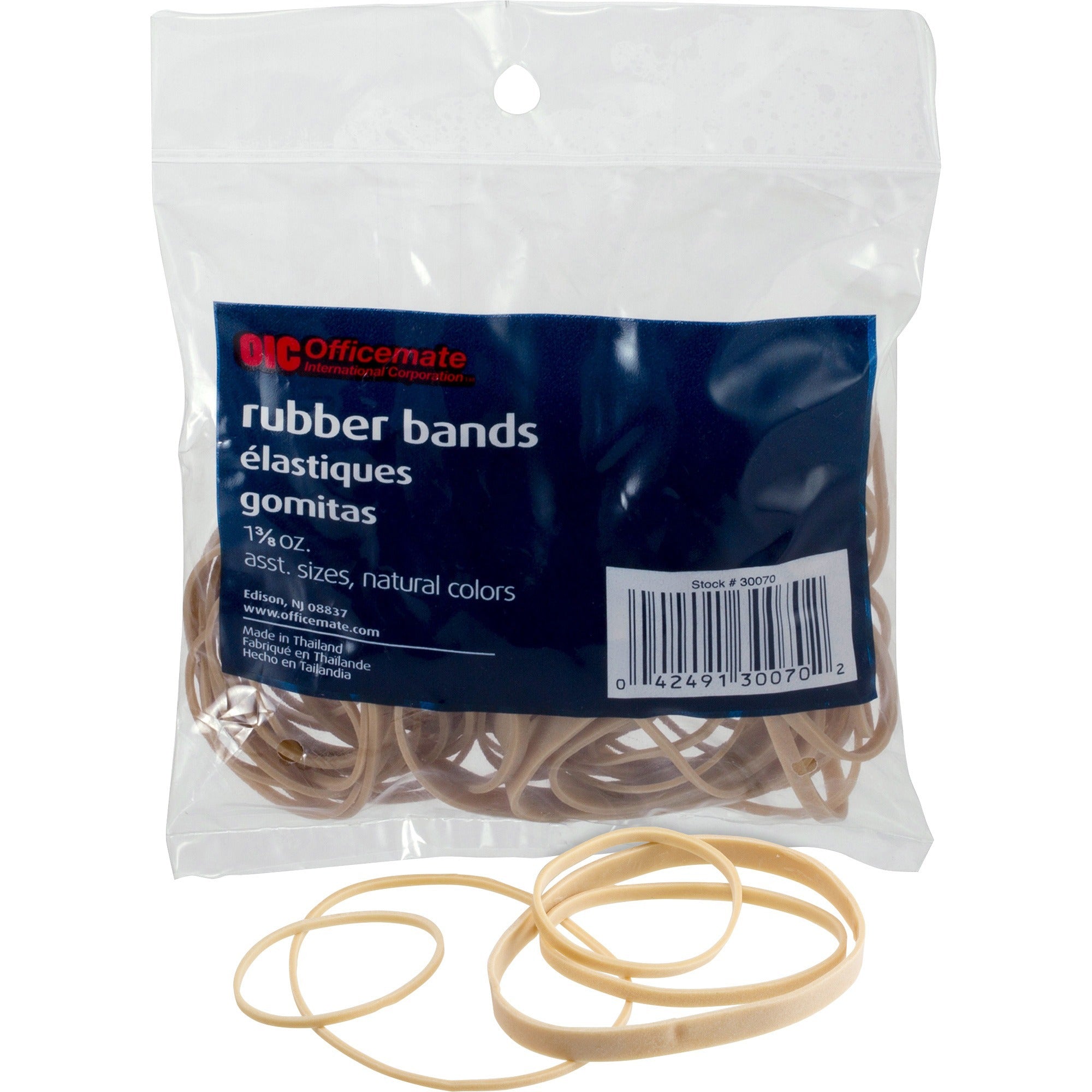 Officemate Assorted Size Rubber Bands - 1 / Bag - Rubber - Natural -