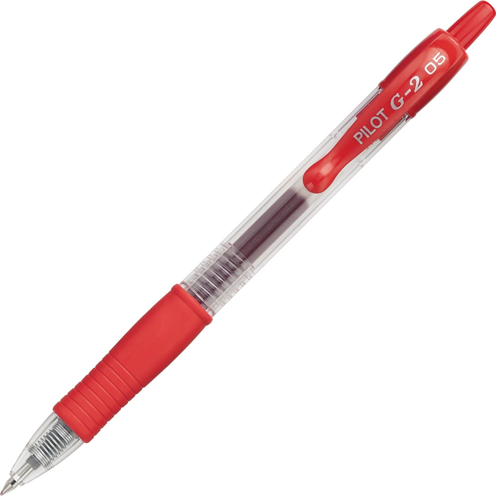 Pilot G2 Retractable XFine Gel Ink Rollerball Pens - Extra Fine Pen Point - 0.5 mm Pen Point Size - Refillable - Retractable - Red Gel-based Ink - 1 Dozen -