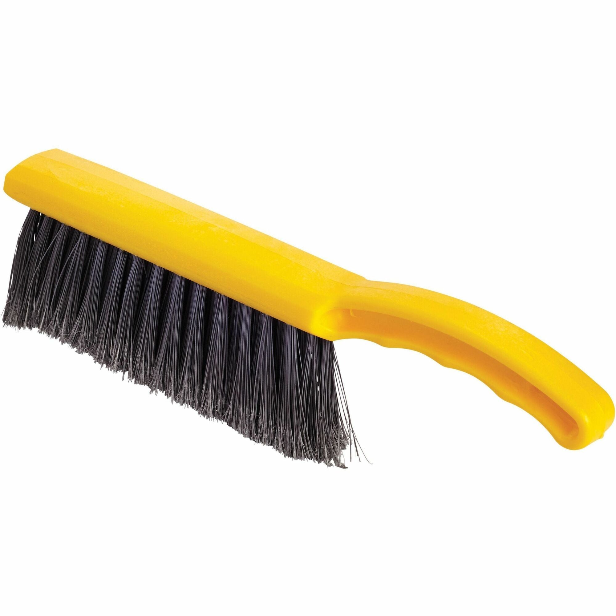 Rubbermaid Commercial Countertop Block Brush - 8" Synthetic Bristle - 12.5" Overall Length - 1 Each - Yellow, Silver -