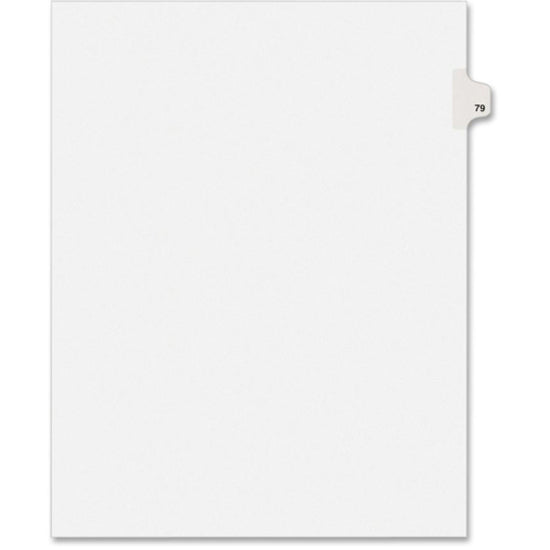 Kleer-Fax Numeric Laminated Tab Index Dividers - Printed Tab(s) - Digit - 79 - 25 Tab(s)/Set - 8.5" Divider Width x 11" Divider Length - Letter - White Divider - Recycled - Unpunched, Laminated Tab - 25 / Pack -