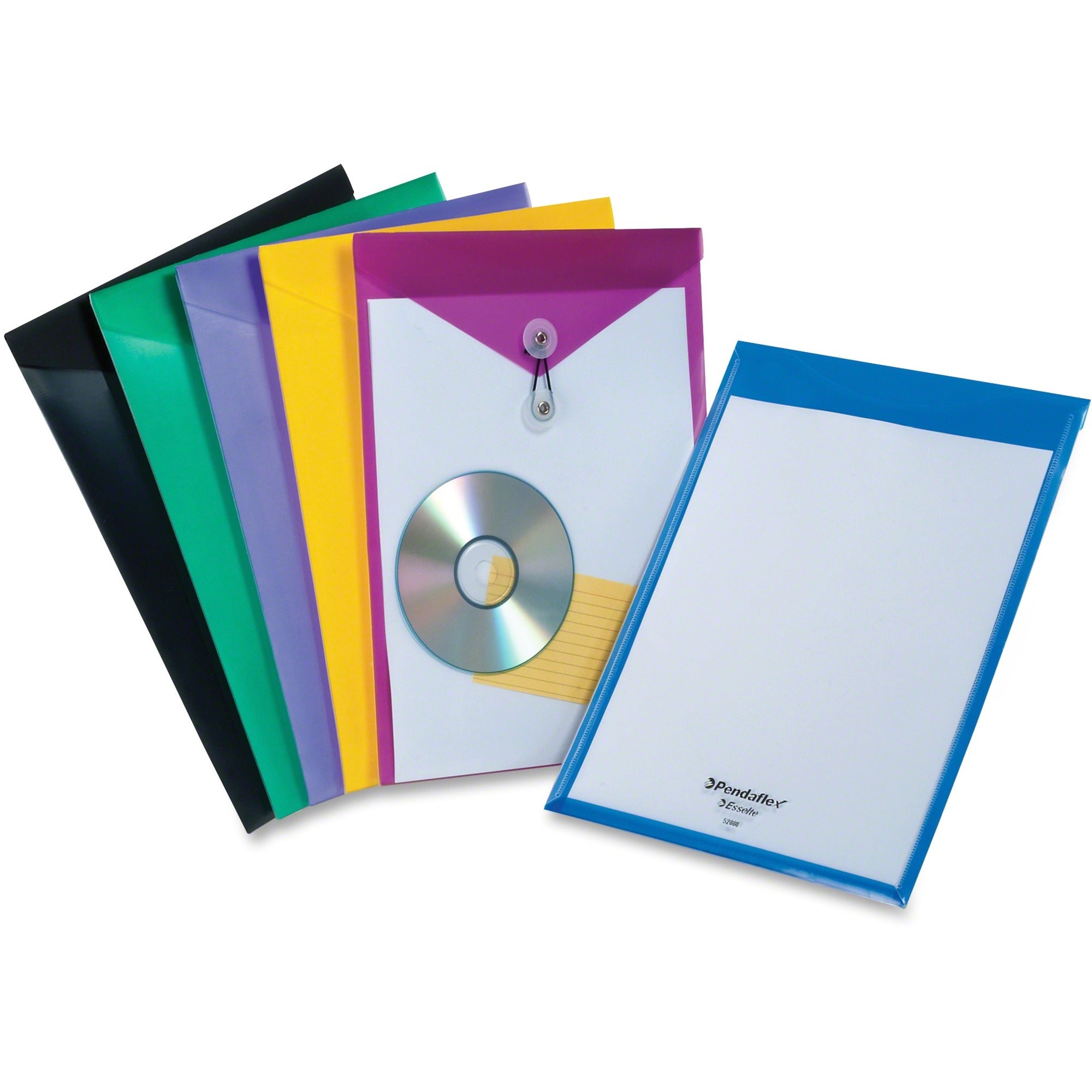 Pendaflex ViewFront Letter Vinyl File Pocket - 8 1/2" x 11" - Poly - Blue, Black, Yellow, Purple, Green, Magenta - 1 Each -