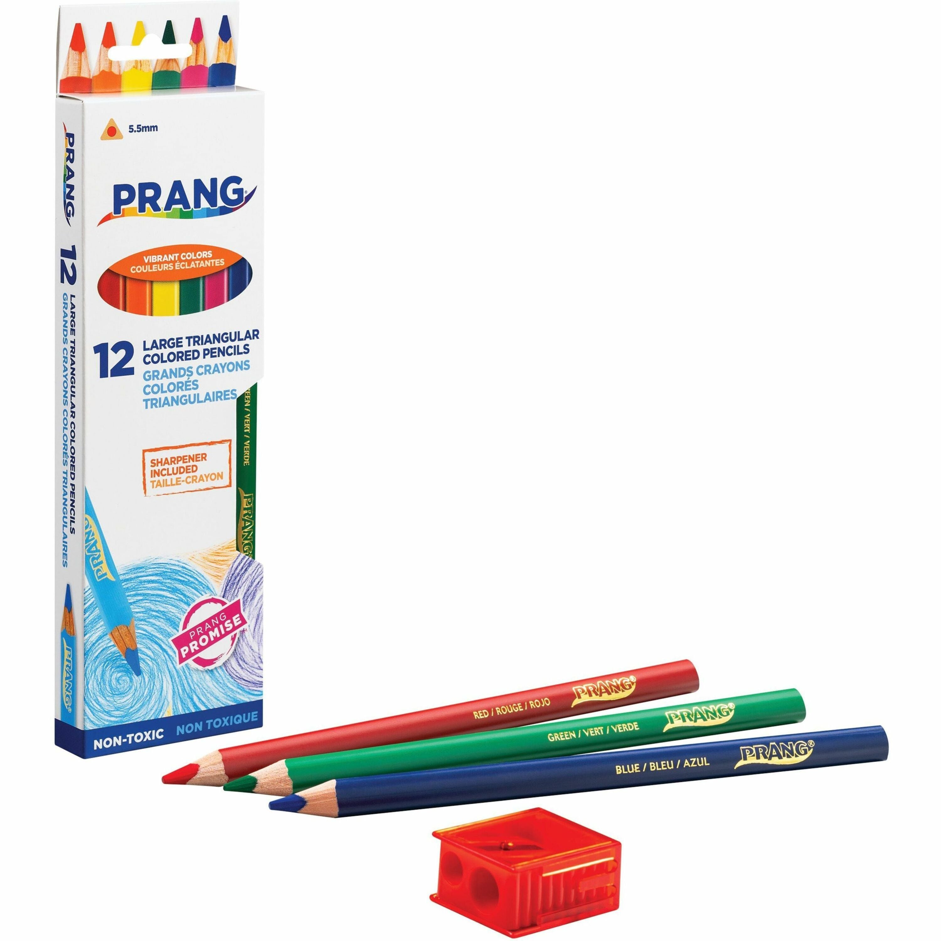 Dixon Triangular Woodcase Pencil - 5.5 mm Lead Diameter - Assorted Lead - Assorted Wood Barrel - 12 / Set -