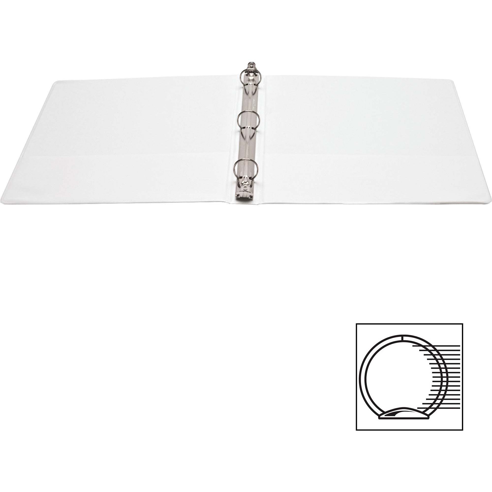 Business Source Standard View Round Ring Binder - 1" Binder Capacity - Letter - 8 1/2" x 11" Sheet Size - 225 Sheet Capacity - 3 x Round Ring Fastener(s) - 2 Internal Pocket(s) - White - 8 oz - Concealed Rivet, Non Locking Mechanism, Clear Overlay, S -
