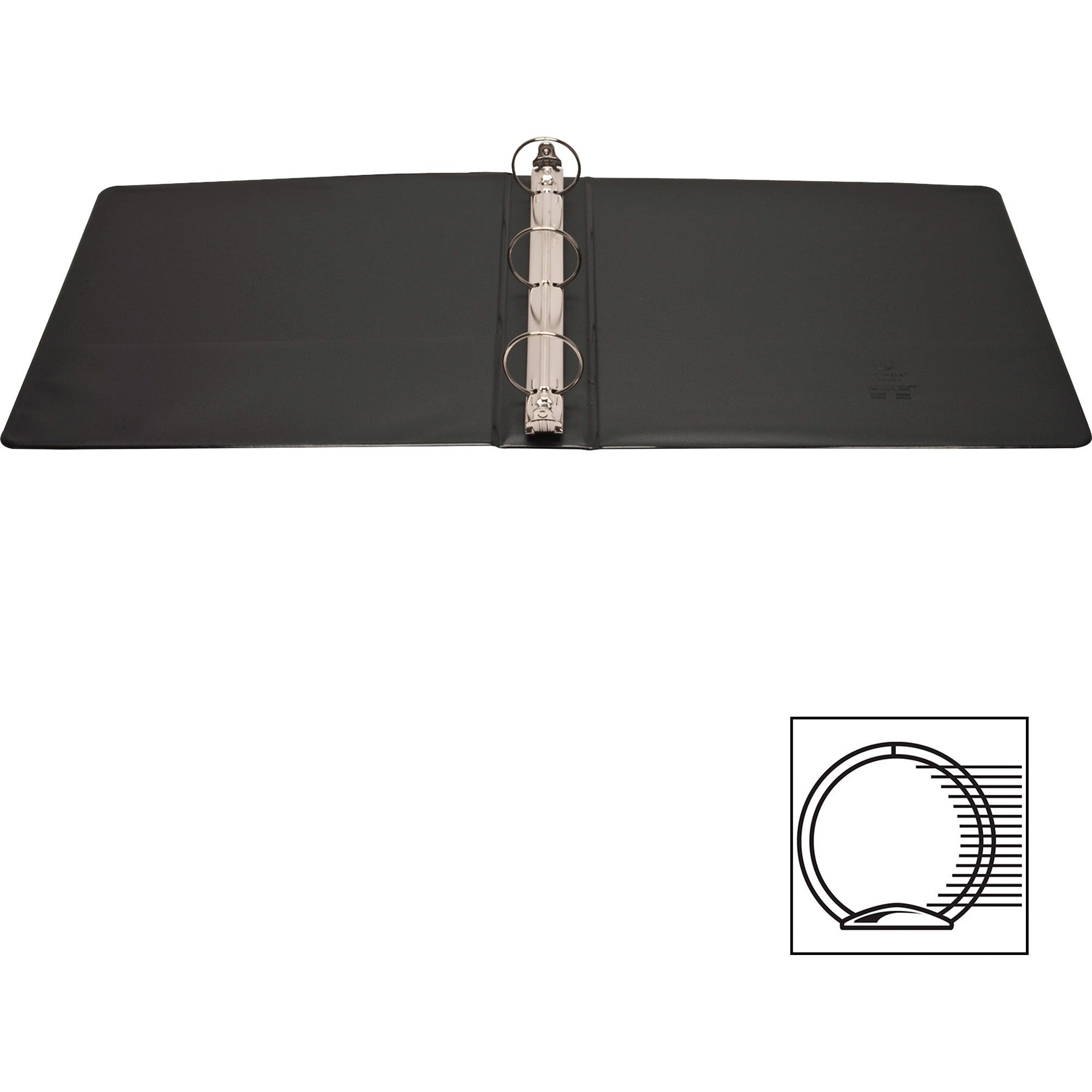 Business Source Standard View Round Ring Binder - 1 1/2" Binder Capacity - Letter - 8 1/2" x 11" Sheet Size - 350 Sheet Capacity - 3 x Round Ring Fastener(s) - 2 Internal Pocket(s) - Black - 8 oz - Concealed Rivet, Non Locking Mechanism, Clear Overla -