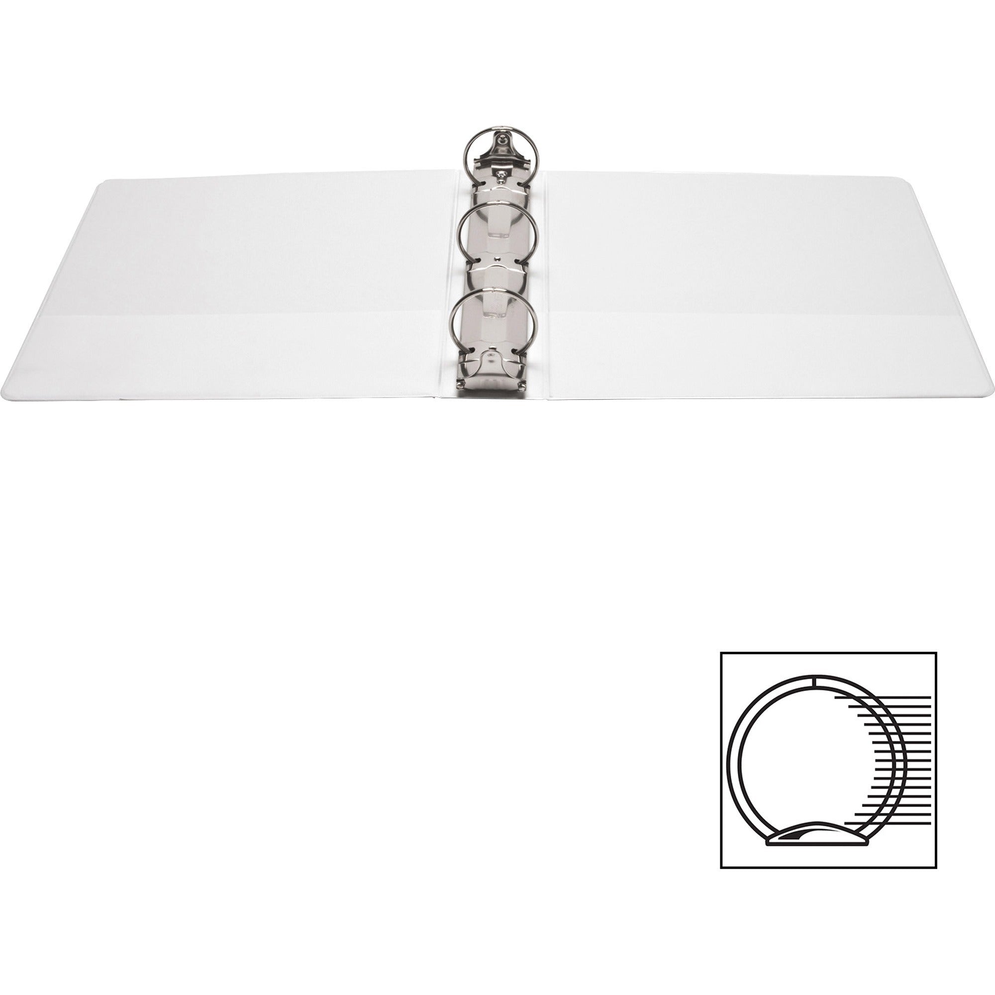 Business Source Round Ring Standard View Binders - 2" Binder Capacity - Letter - 8 1/2" x 11" Sheet Size - 475 Sheet Capacity - 3 x Ring Fastener(s) - 2 Internal Pocket(s) - White - 1 lb - Concealed Rivet, Non Locking Mechanism, Clear Overlay, Sheet -