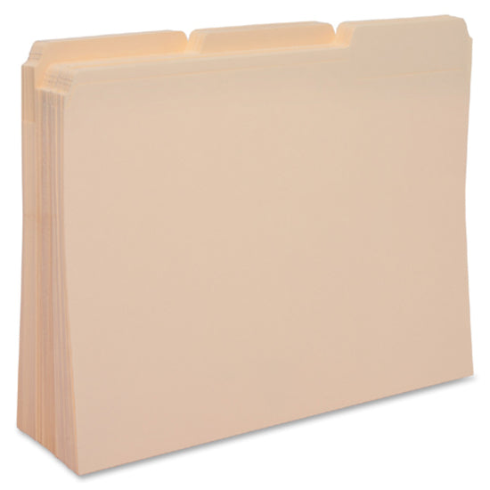 Business Source 1/3 Tab Cut Letter Recycled Top Tab File Folder - 8 1/2" x 11" - 3/4" Expansion - Top Tab Location - Assorted Position Tab Position - Manila - 10% Recycled - 100 / Box -